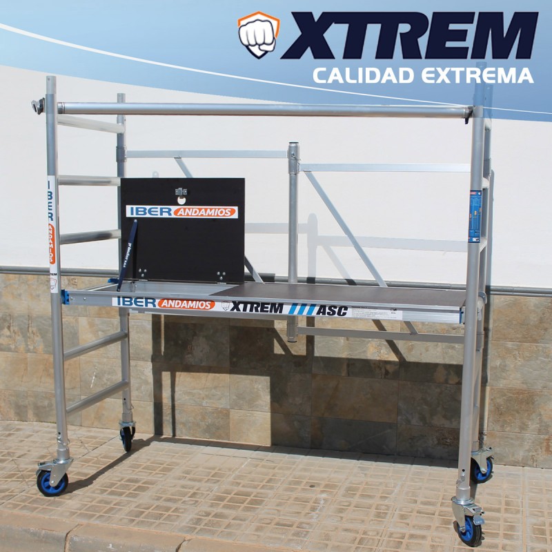 Andamio plegable XTREM 75x190x3 metros altura de trabajo plataforma con trampilla y barra horizontal
